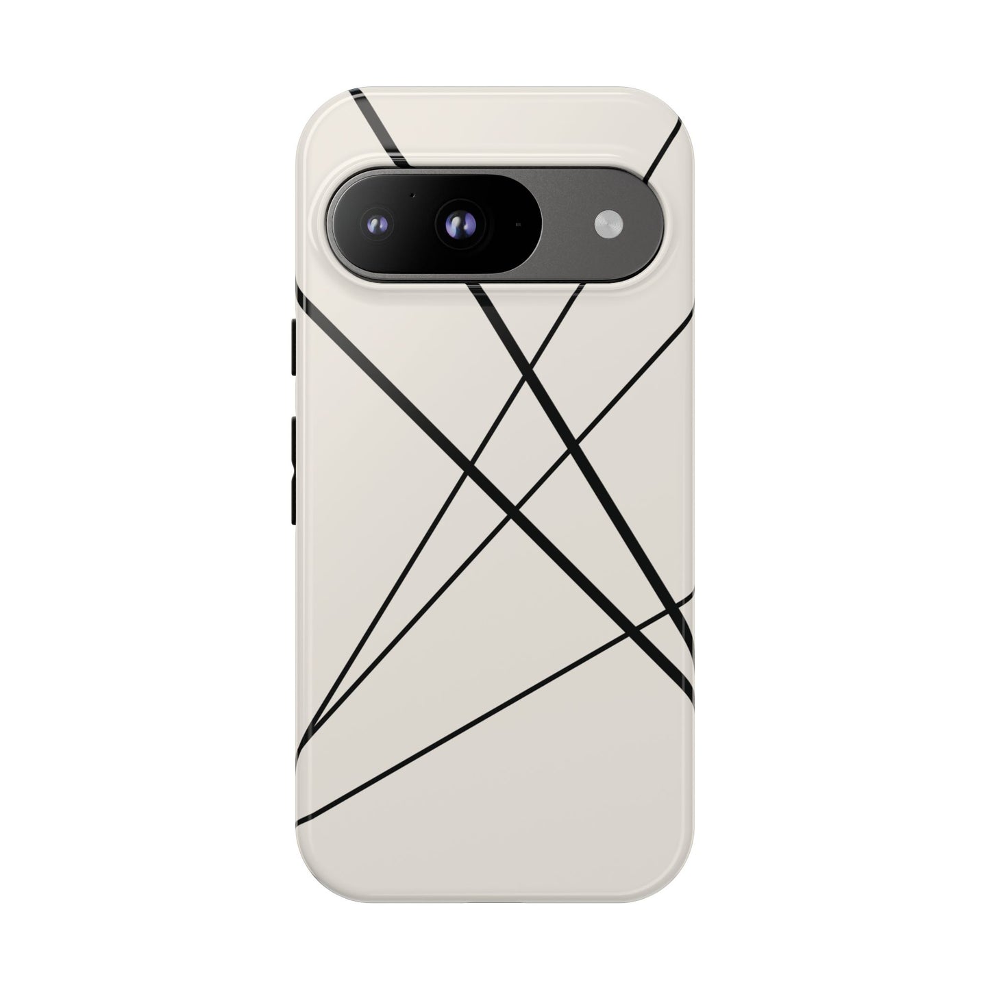 Google Pixel 9 / Glossy Phone Case - Abstract White with Black Lines Phone Case