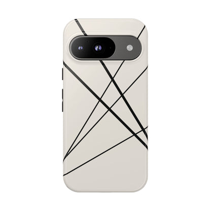 Google Pixel 9 / Glossy Phone Case - Abstract White with Black Lines Phone Case