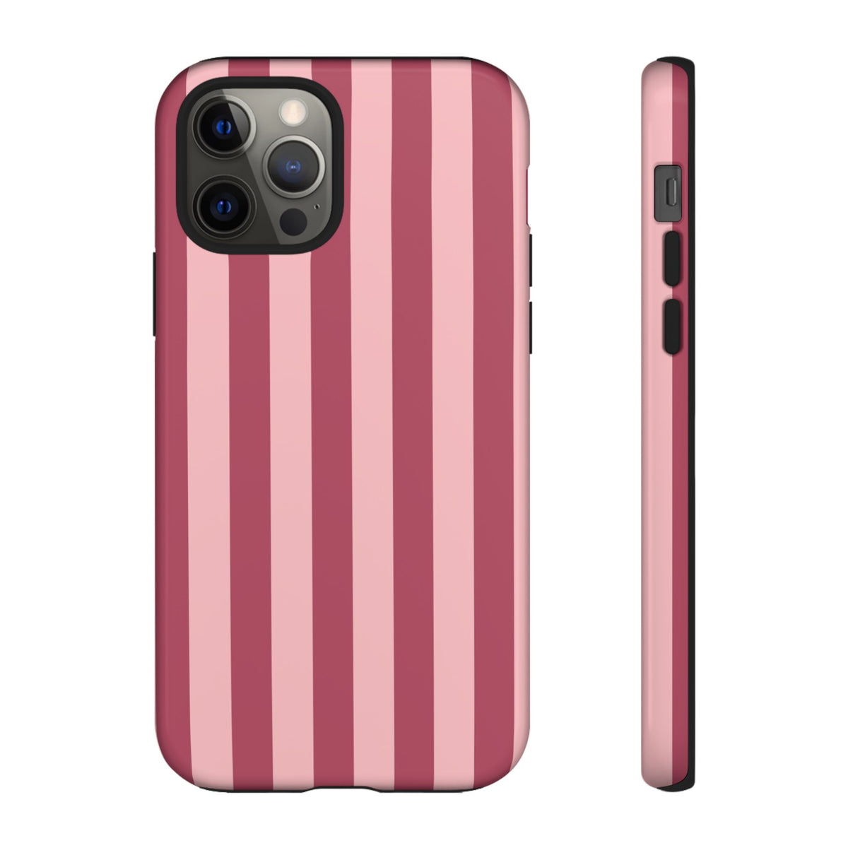 Pink Stripe Pattern Phone Case - Pink Phone Case - iPhone 12 Pro / Glossy