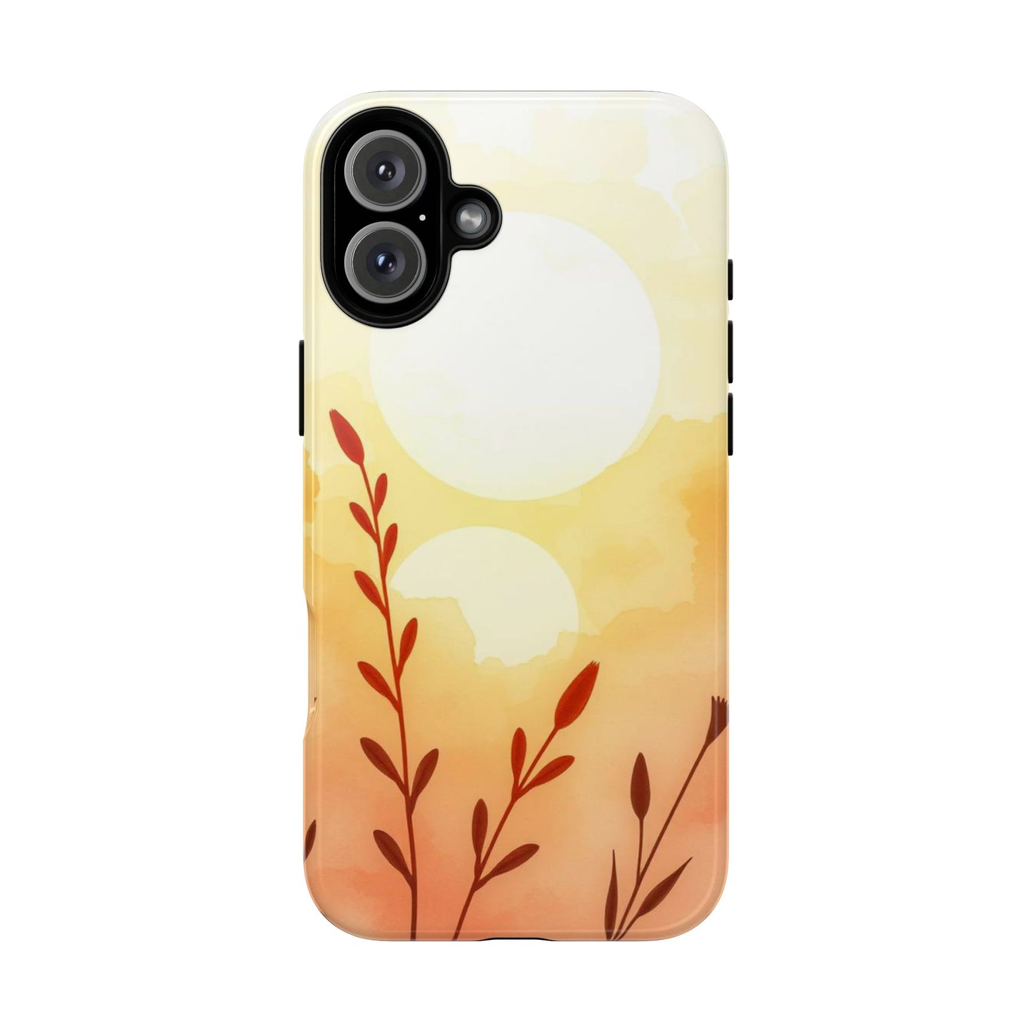 iPhone 16 Plus / Glossy Phone Case - Watercolour Wildflower & Sun Design Phone Case