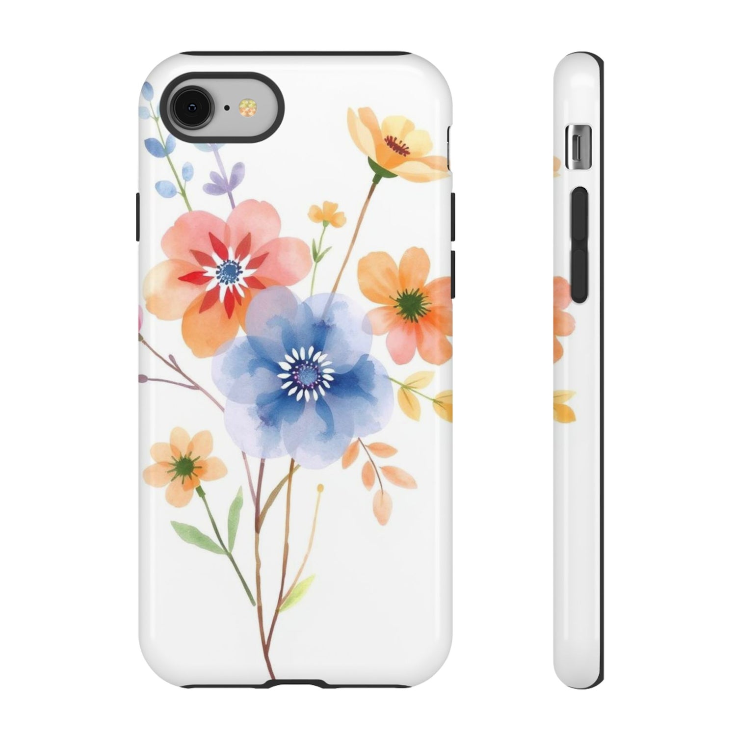 iPhone 8 / Glossy Phone Case - Boho Chic Watercolour Bouquet Pattern Phone Case