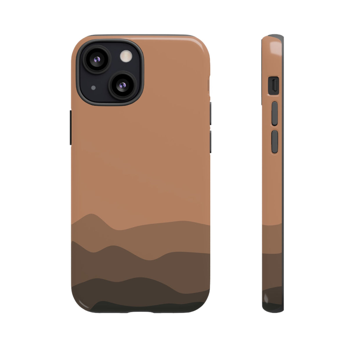 Brown Abstract Waves Protective Phone Case - Brown Phone Case - iPhone 13 Mini / Glossy