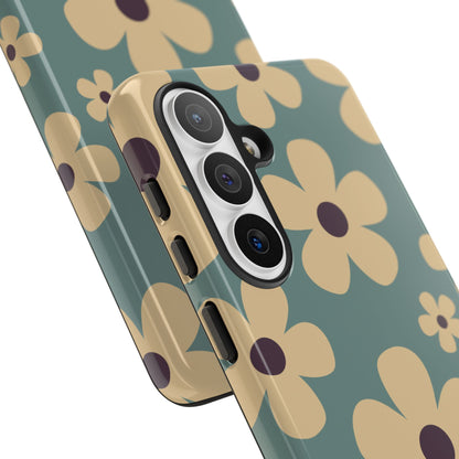 Cute Blue & Cream Daisy Pattern Phone Case - Blue Phone Case