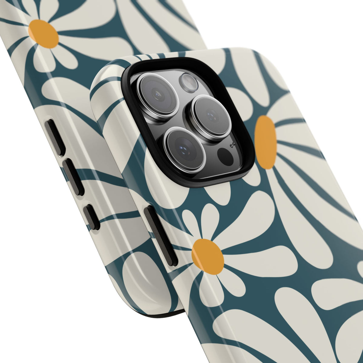Retro Blue Daisy Pattern Phone Case - Blue Phone Case