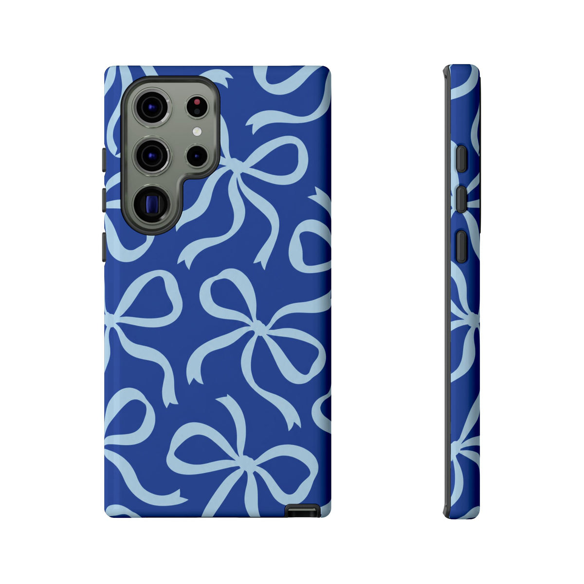 Bold Cobalt Blue and Powder Blue Bow Pattern Phone Case