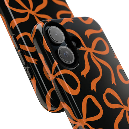 Bold Black and Burnt Orange Bow Pattern Phone Case
