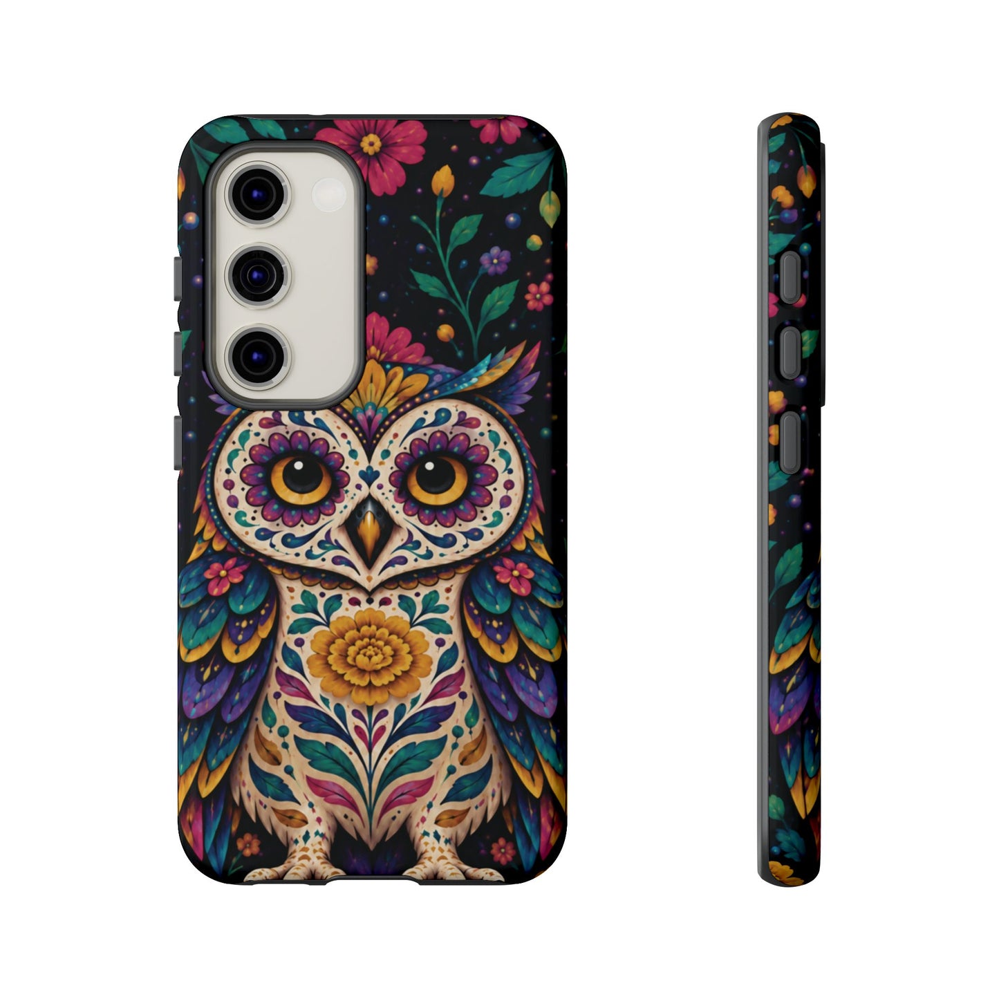 Vibrant Purple and Teal Calavera Owl Phone Case - Multicolor Phone Case - Samsung Galaxy S23 / Glossy