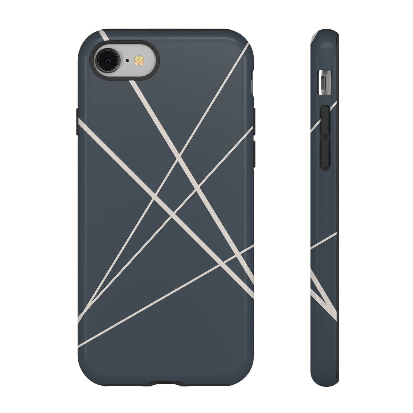 iPhone 8 / Glossy Phone Case - Abstract Blue with Beige Lines Phone Case