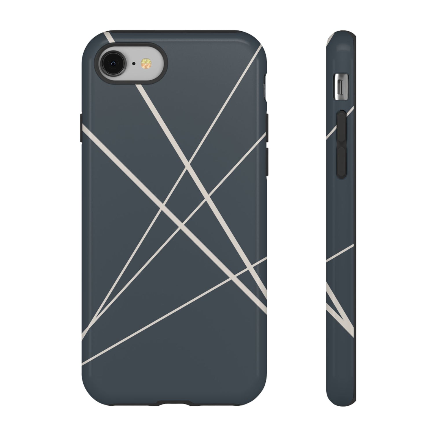 iPhone 8 / Glossy Phone Case - Abstract Blue with Beige Lines Phone Case