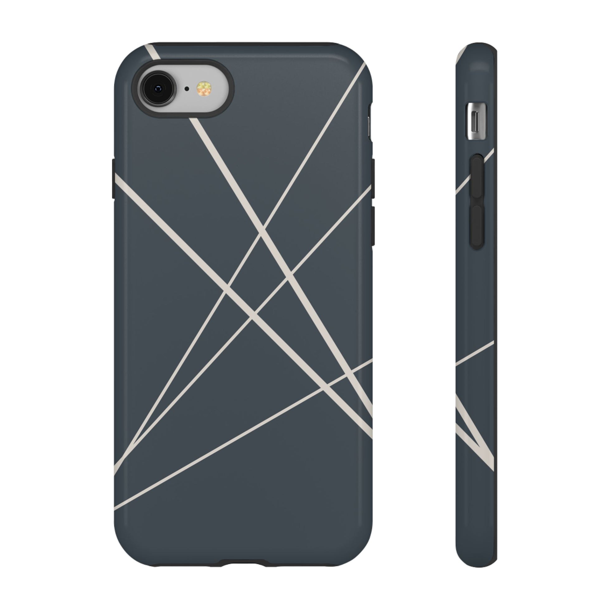 Abstract Blue with Beige Lines Phone Case - Blue Phone Case - iPhone 8 / Glossy