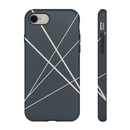 iPhone 8 / Glossy Phone Case - Abstract Blue with Beige Lines Phone Case