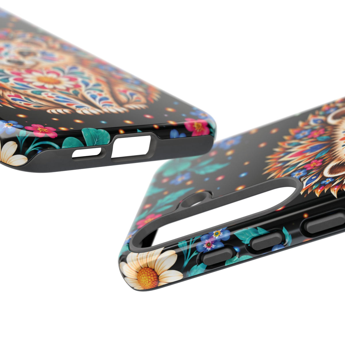 Vibrant Orange and Turquoise Calavera Hedgehog Phone Case - Multicolor Phone Case