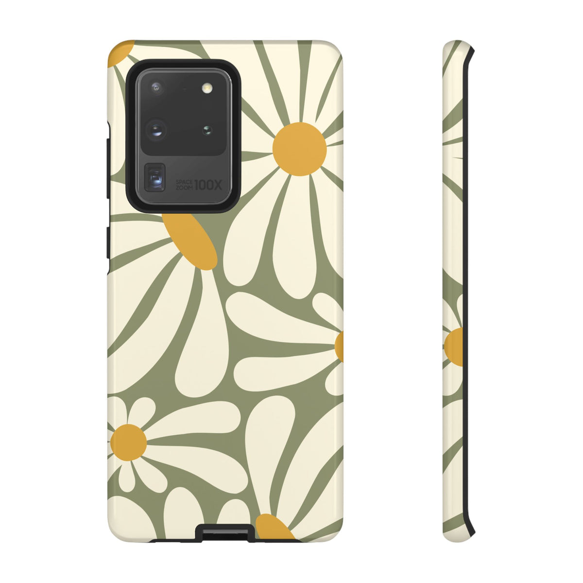 Retro Green Daisy Pattern #1 Phone Case - Green Phone Case - Samsung Galaxy S20 Ultra / Glossy