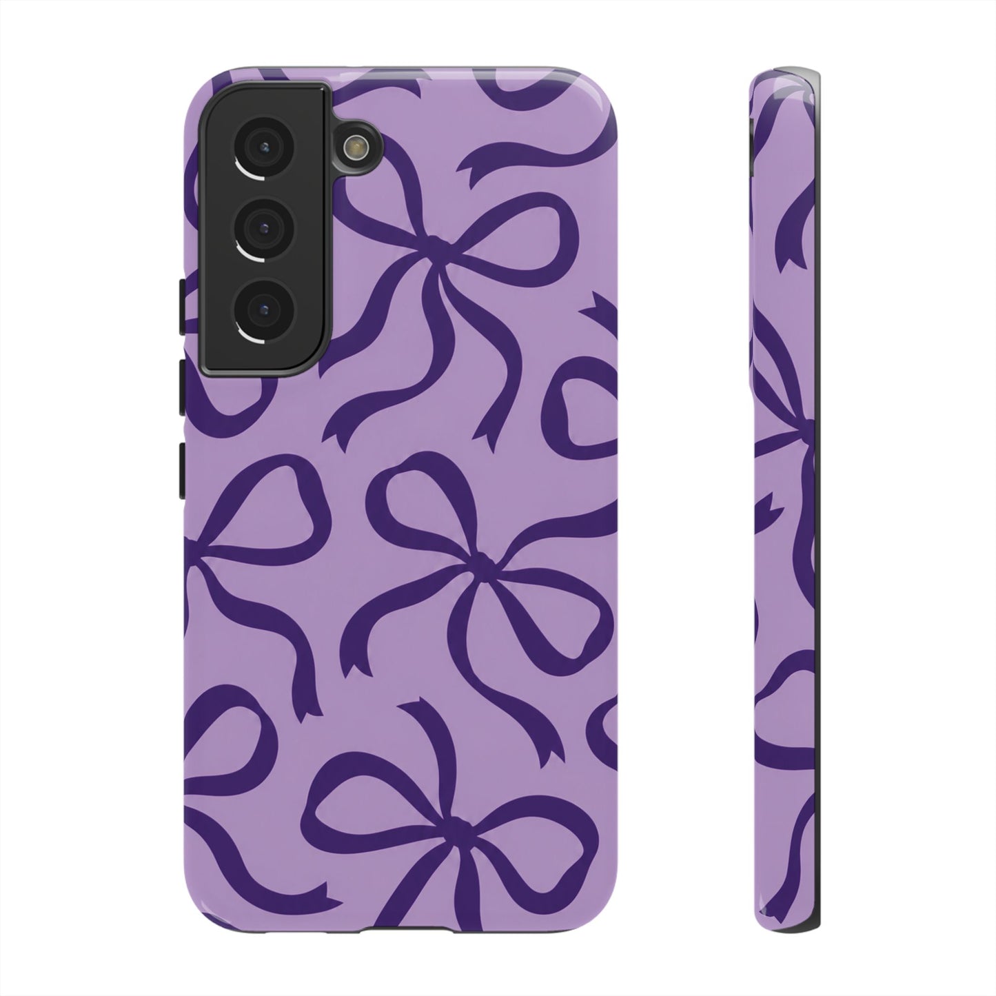 Bold Lilac and Deep Purple Bow Pattern Phone Case