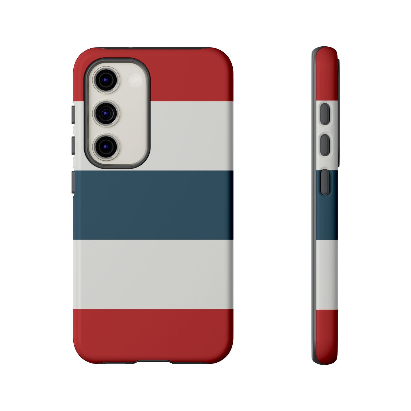 Samsung Galaxy S23 / Glossy Phone Case - Red White & Blue Horizontal Stripe Pattern Phone Case