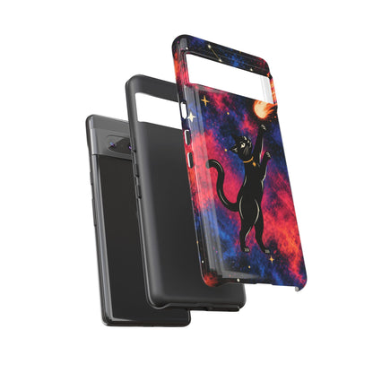 Whimsical Multicolour Celestial Black Cat Phone Case