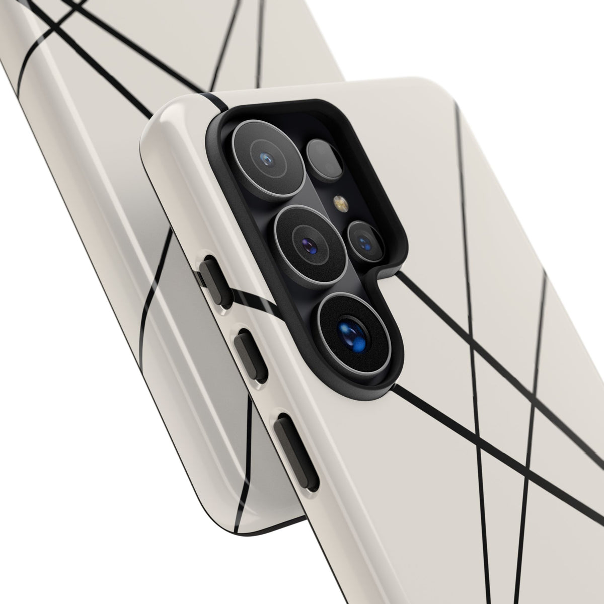 Abstract White with Black Lines Phone Case - White Phone Case