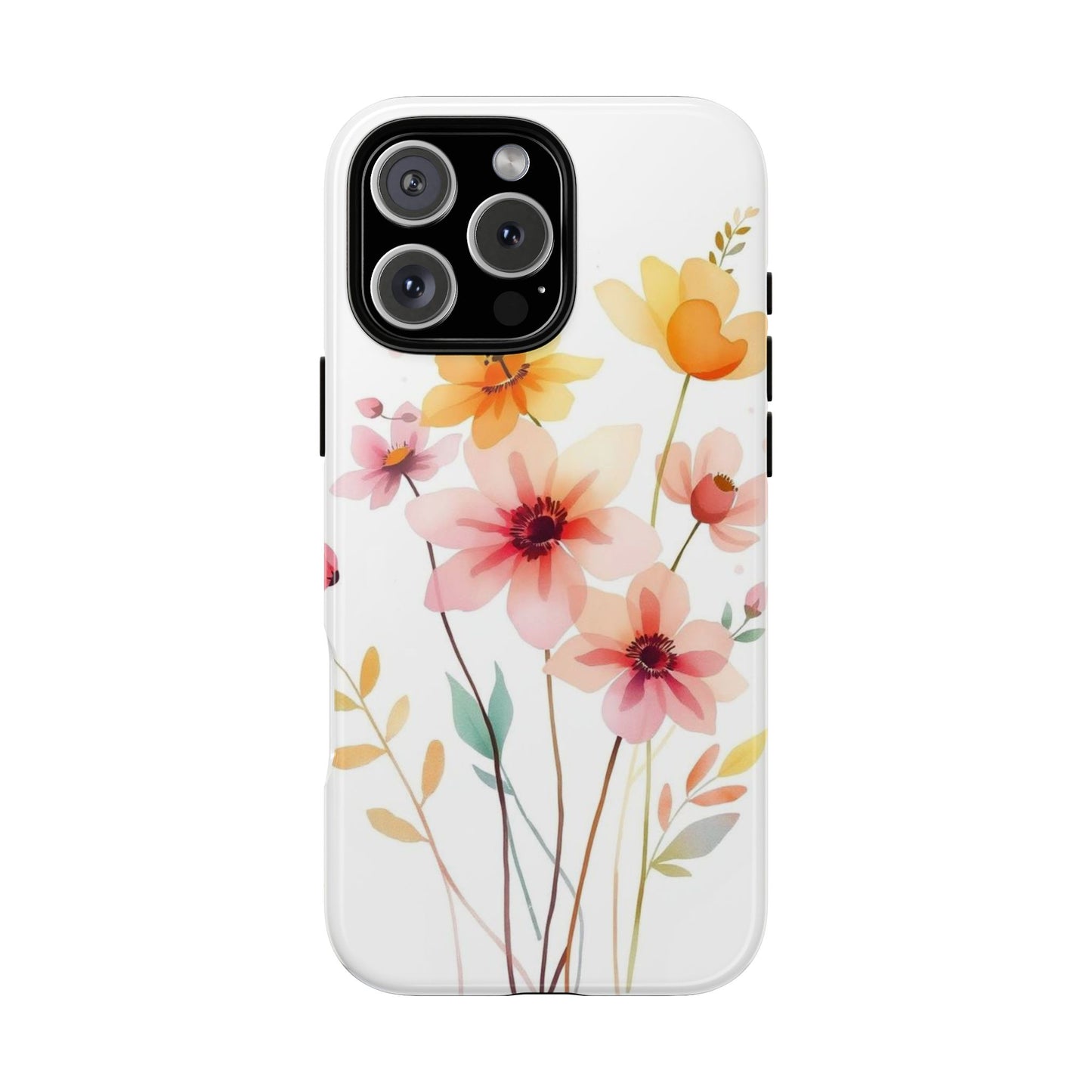 iPhone 16 Pro Max / Glossy Phone Case - Boho Chic Watercolour Blooms Design Phone Case