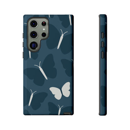 Minimalist Dark Blue Butterfly Pattern Phone Case - Blue Phone Case - Samsung Galaxy S23 Ultra / Glossy