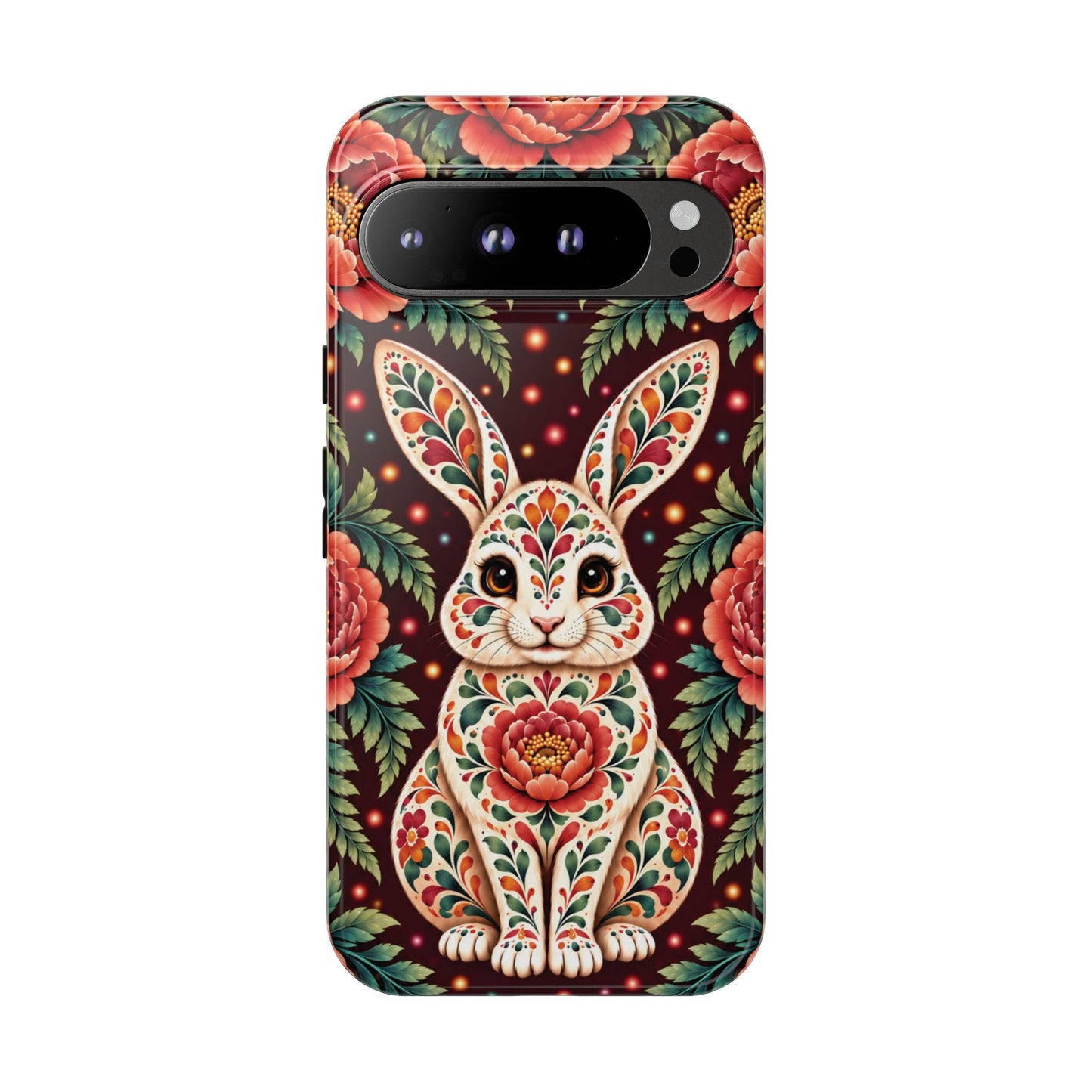 Cute Terracotta and Teal Calavera Bunny Phone Case - Phone Case - Google Pixel 9 Pro XL / Glossy