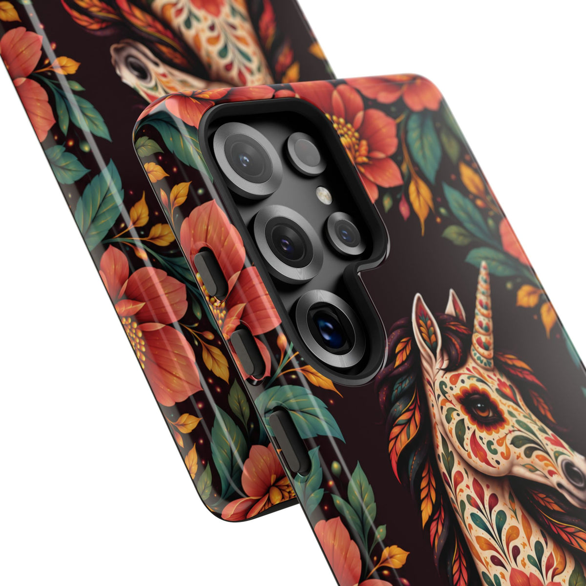 Elegant Terracotta and Teal Calavera Unicorn Phone Case - Phone Case