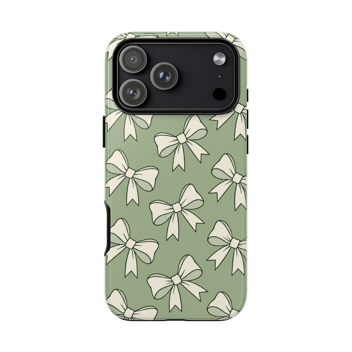 Chic Sage Green Bow Pattern Phone Case