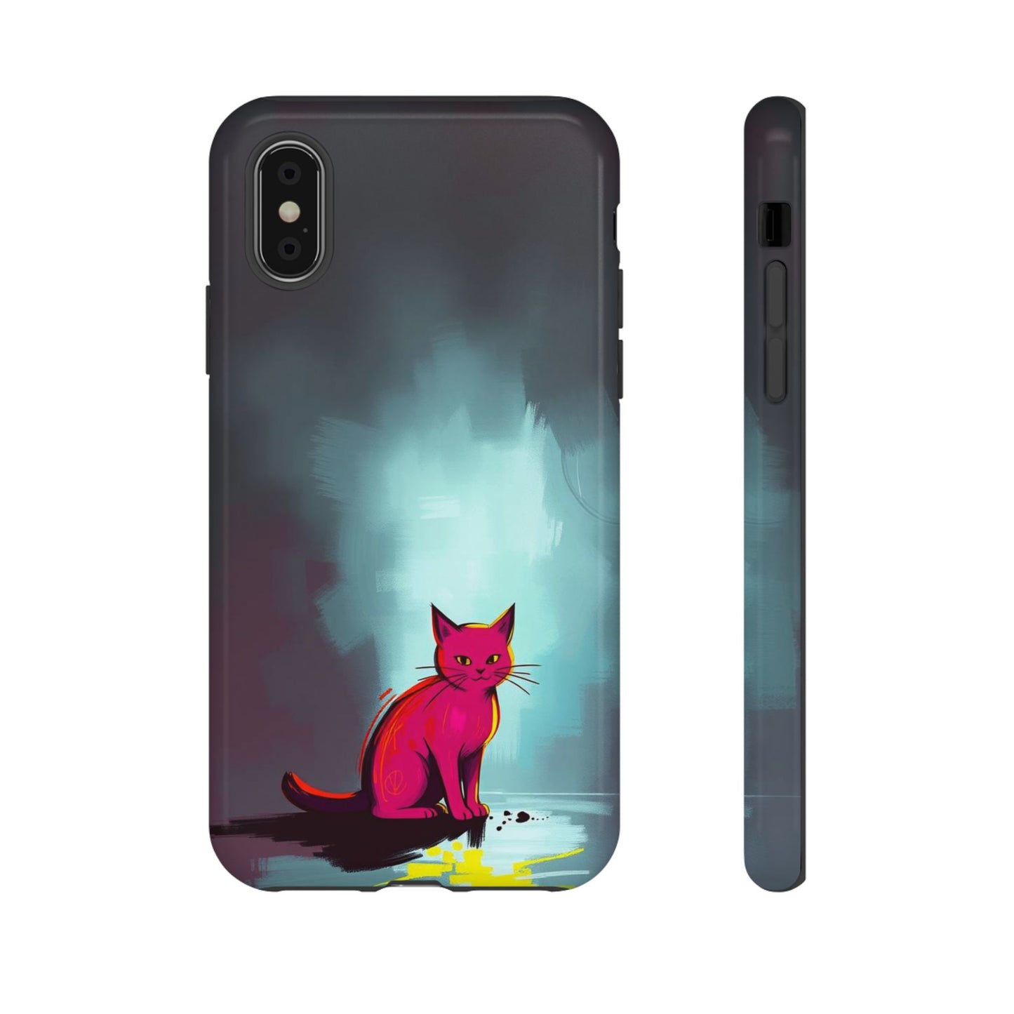 iPhone XS / Glossy Phone Case - Pop Art Moody Cat Design Phone Case