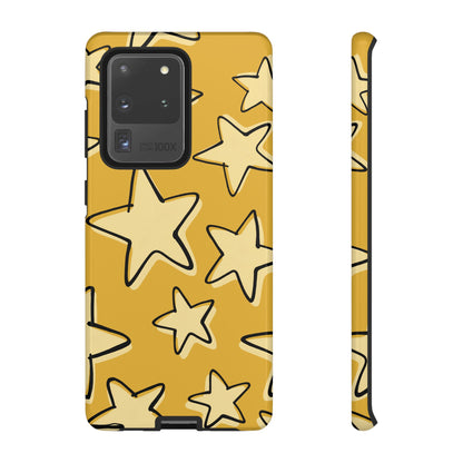 Golden Yellow Doodle Star Phone Case