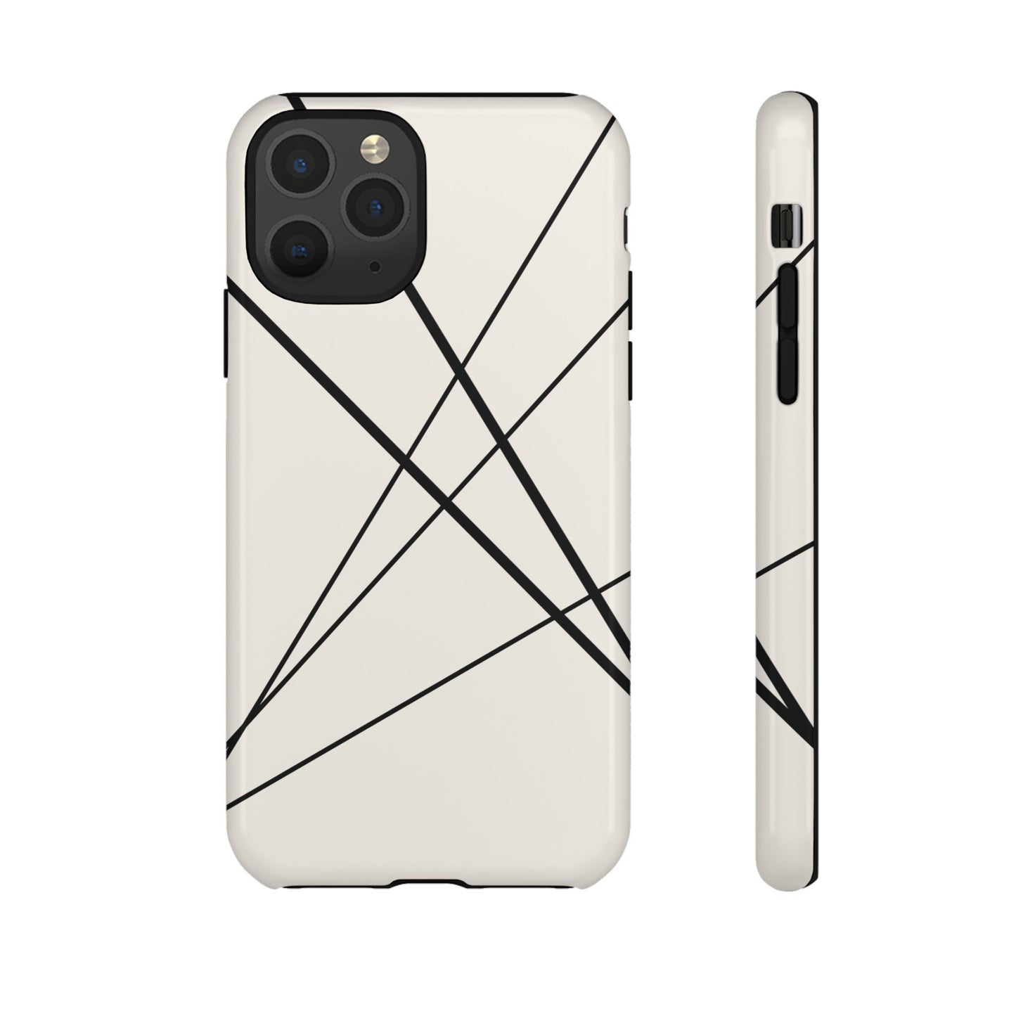 iPhone 11 Pro / Glossy Phone Case - Abstract White with Black Lines Phone Case