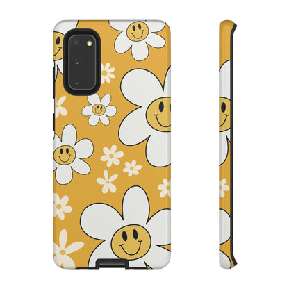 Fun Retro Daisy Pattern with Yellow Background Phone Case - Yellow Phone Case - Samsung Galaxy S20 / Glossy