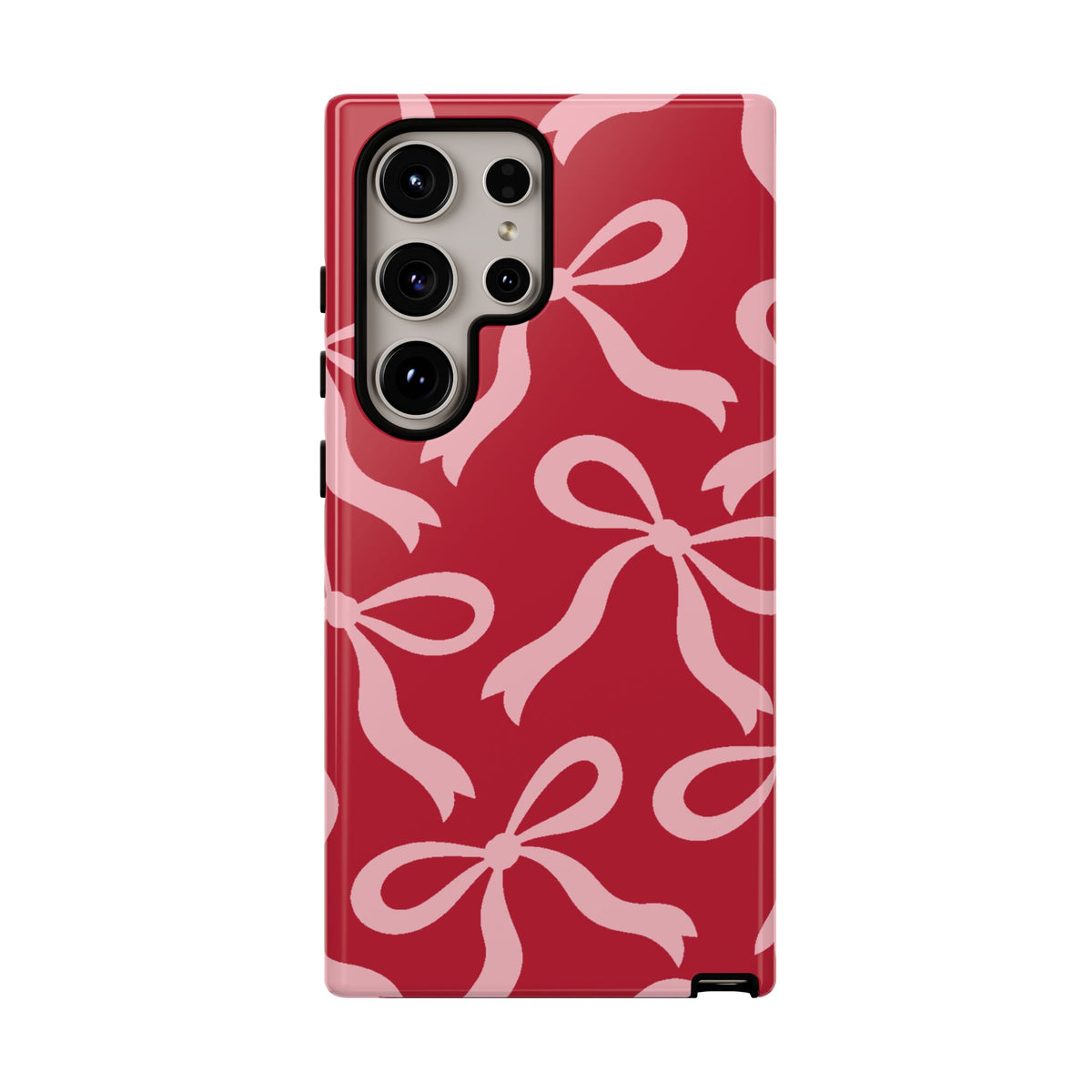 Bold Raspberry Red and Blush Pink Bow Pattern Phone Case - Red Phone Case - Samsung Galaxy S24 Ultra / Glossy