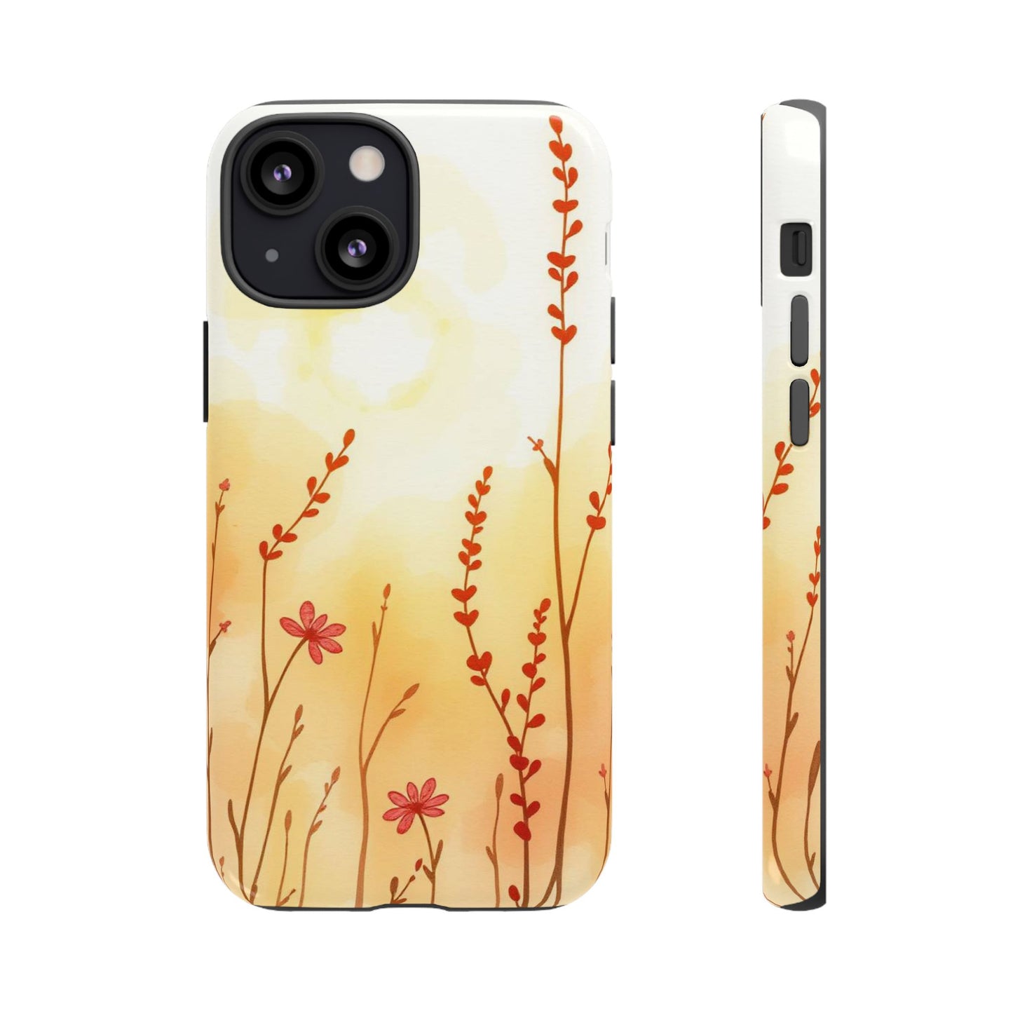 iPhone 13 Mini / Glossy Phone Case - Boho Chic Watercolour Wildflower Dusk Pattern Phone Case