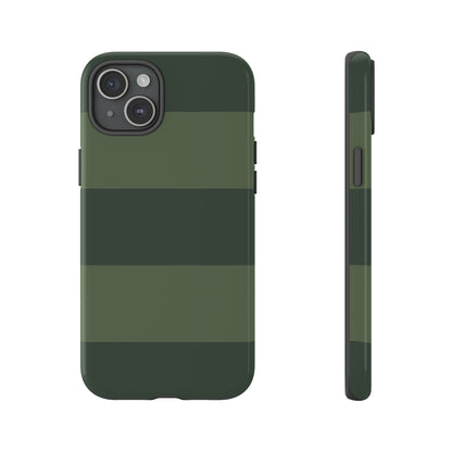 iPhone 15 Plus / Glossy Phone Case - Green Horizontal Stripe Pattern Phone Case