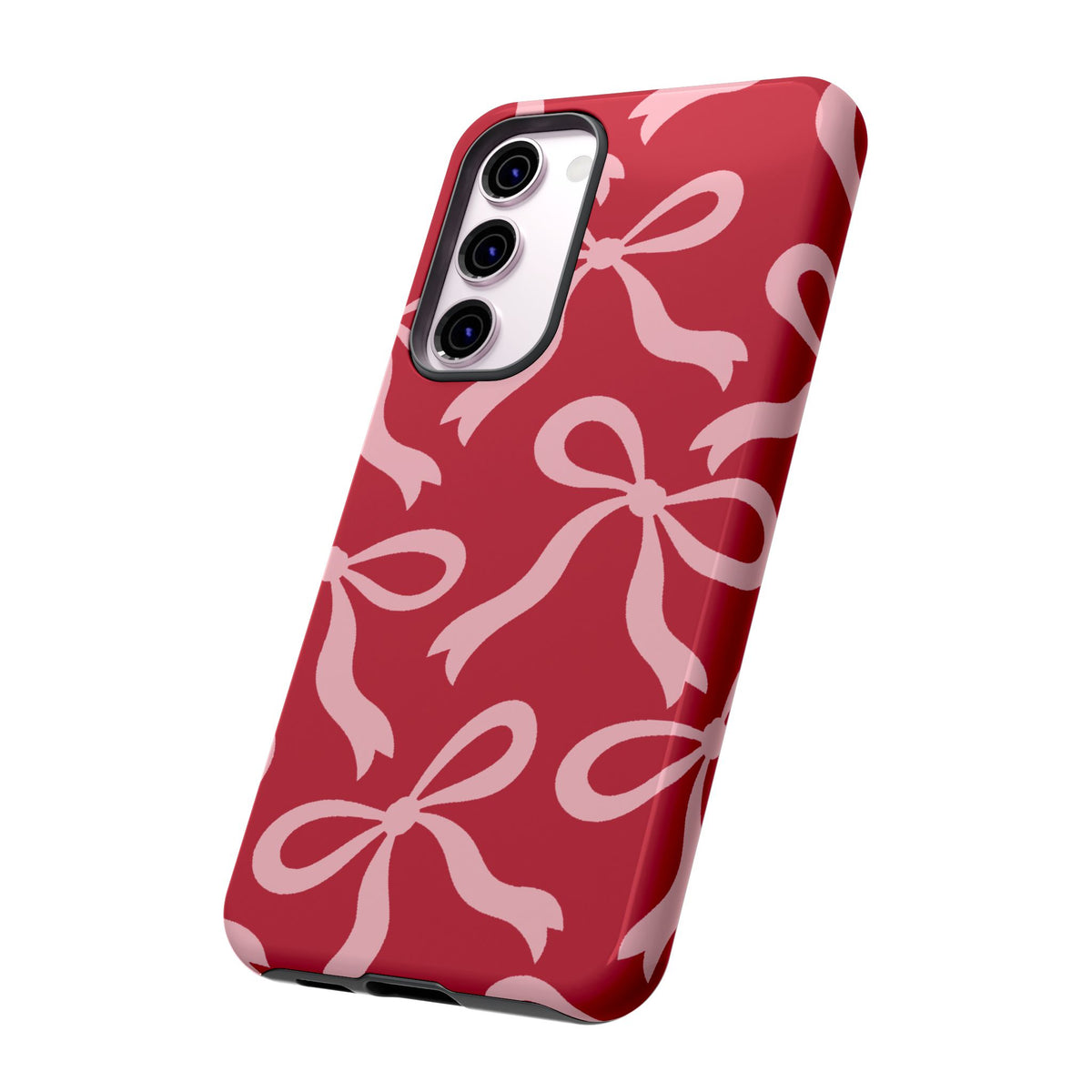 Bold Raspberry Red and Blush Pink Bow Pattern Phone Case - Red Phone Case