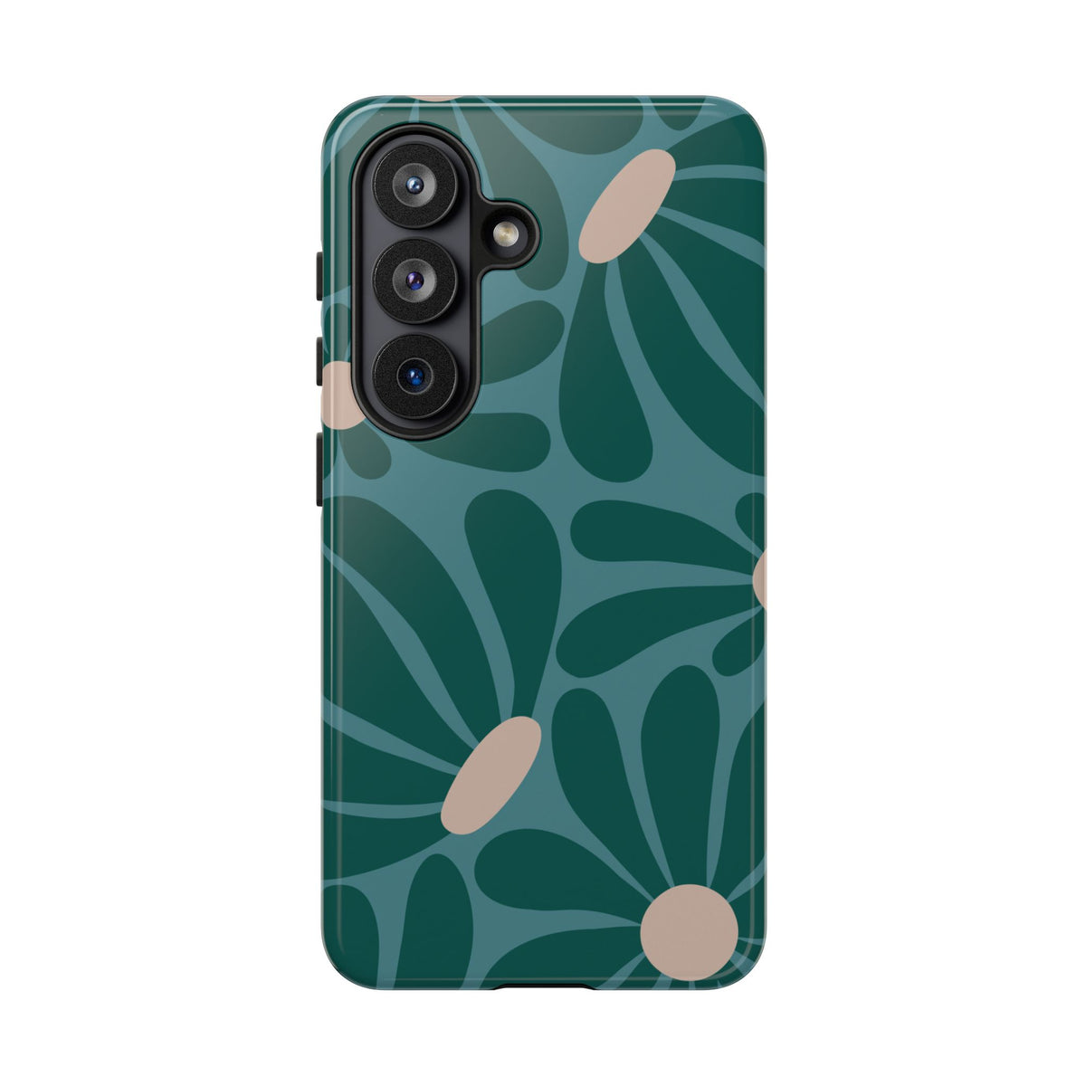 Retro Turquoise Daisy Pattern Phone Case - Green Phone Case - Samsung Galaxy S26 / Glossy