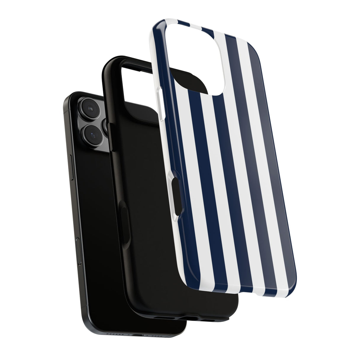 Simple Dark Blue & White Stripe Pattern Phone Case - White Phone Case