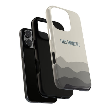 Phone Case - Minimalist Cream Waves ’This Moment’ Statement Phone Case