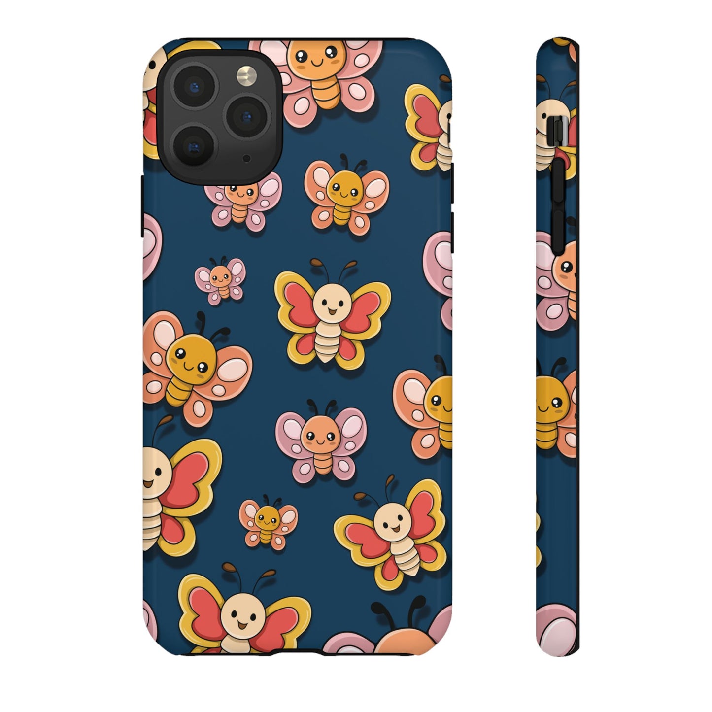Dark Blue Butterfly Sticker Design Phone Case - Blue Phone Case - iPhone 11 Pro Max / Glossy
