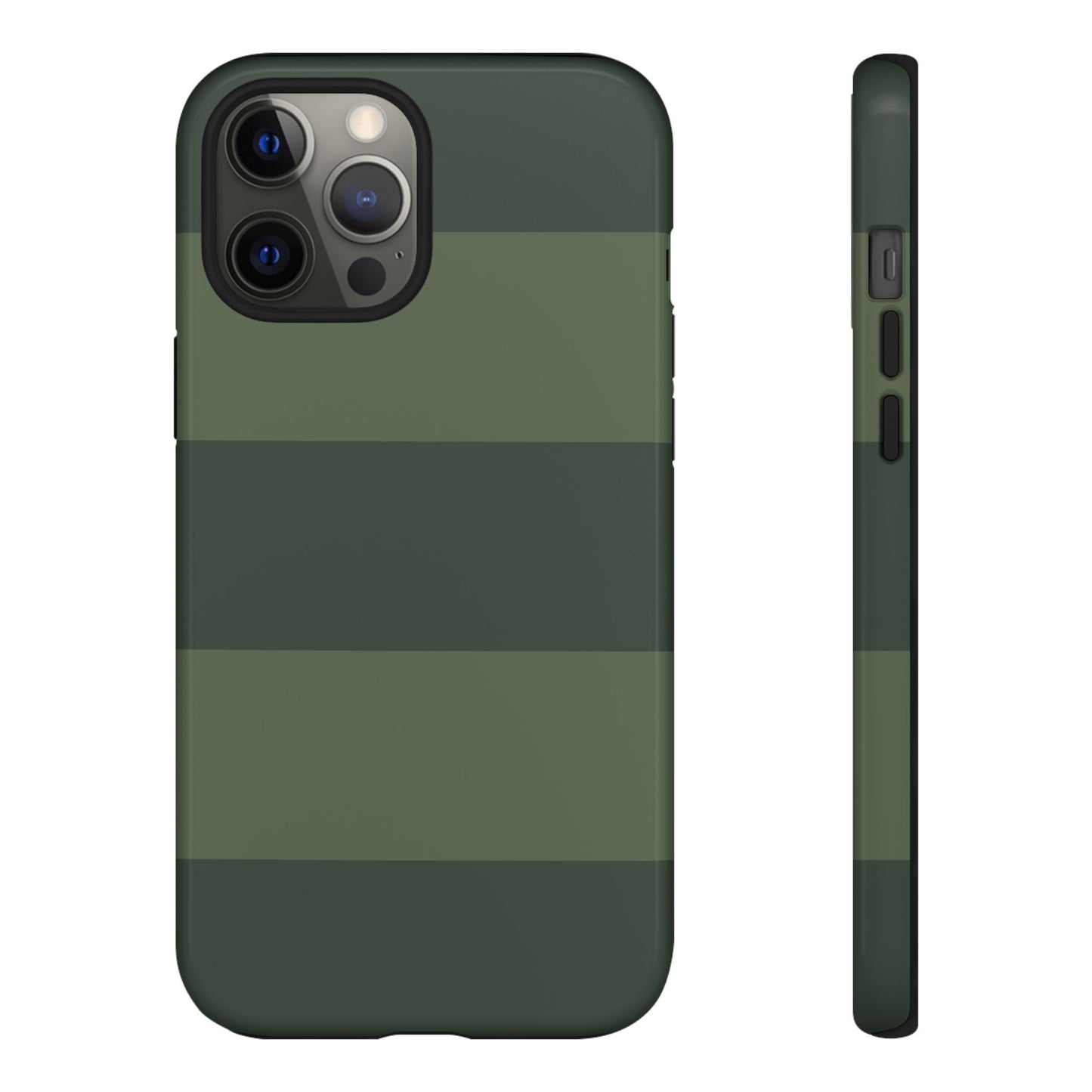 iPhone 12 Pro Max / Glossy Phone Case - Green Horizontal Stripe Pattern Phone Case