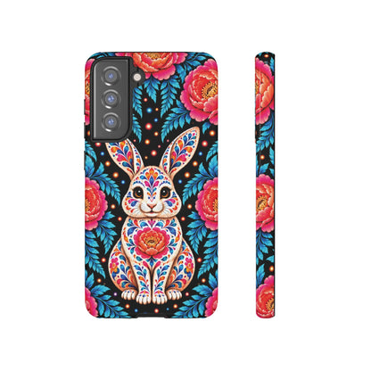 Cute Pink and Turquoise Calavera Bunny Phone Case - Multicolor Phone Case - Samsung Galaxy S21 FE / Glossy