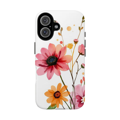 iPhone 16 / Glossy Phone Case - Watercolour Style Simple Wildflower Design Phone Case