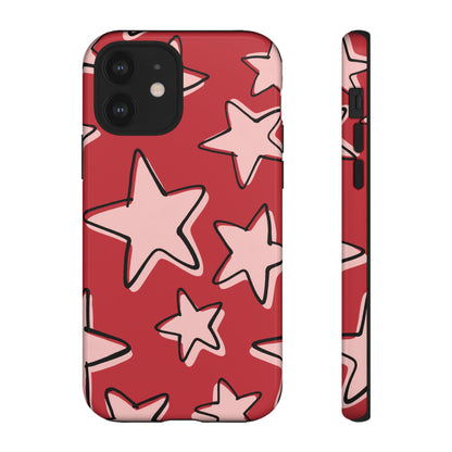 Cherry Red Doodle Star Phone Case