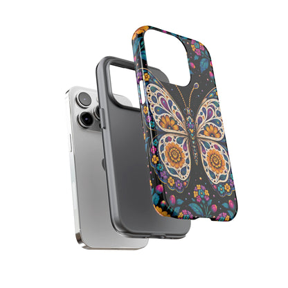 Vibrant Purple and Teal Calavera Butterfly Phone Case - Multicolor Phone Case