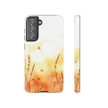 Samsung Galaxy S21 FE / Glossy Phone Case - Boho Chic Watercolour Wildflower Pattern Phone Case