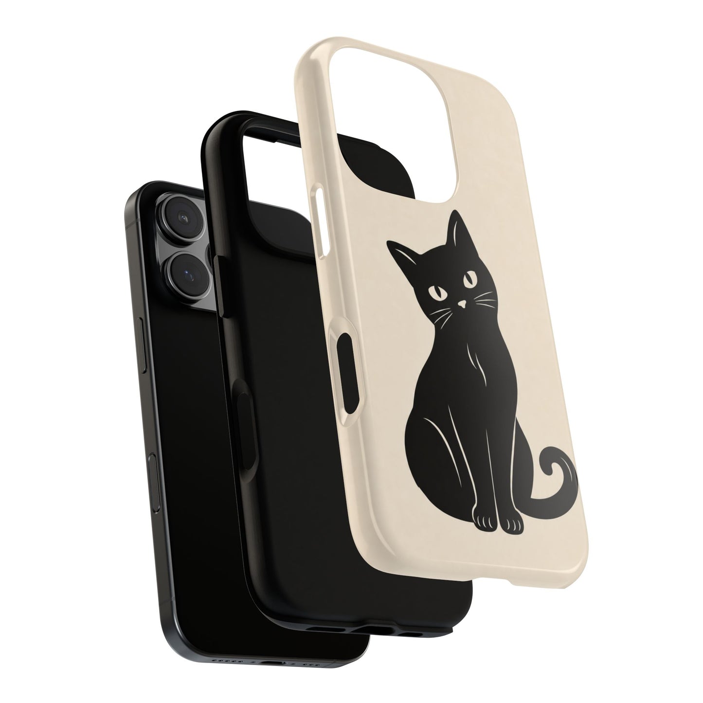 Minimalist Cream & Black Cat Phone Case