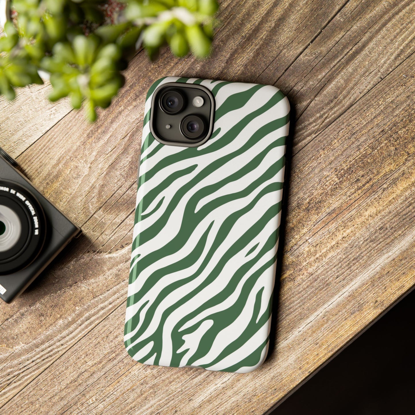 Stylish Sage Zebra Print Phone Case