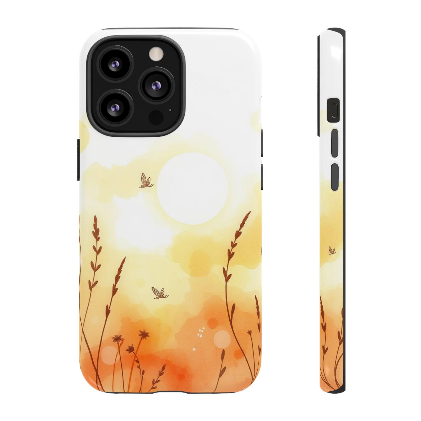 iPhone 13 Pro / Glossy Phone Case - Boho Chic Watercolour Wildflower Pattern Phone Case