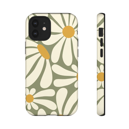 Retro Green Daisy Pattern #1 Phone Case - Green Phone Case - iPhone 12 Mini / Glossy