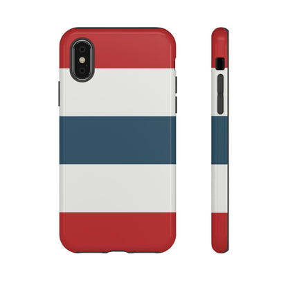 iPhone XS / Glossy Phone Case - Red White & Blue Horizontal Stripe Pattern Phone Case