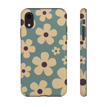 iPhone XR / Glossy Phone Case - Cute Blue & Cream Daisy Pattern Phone Case